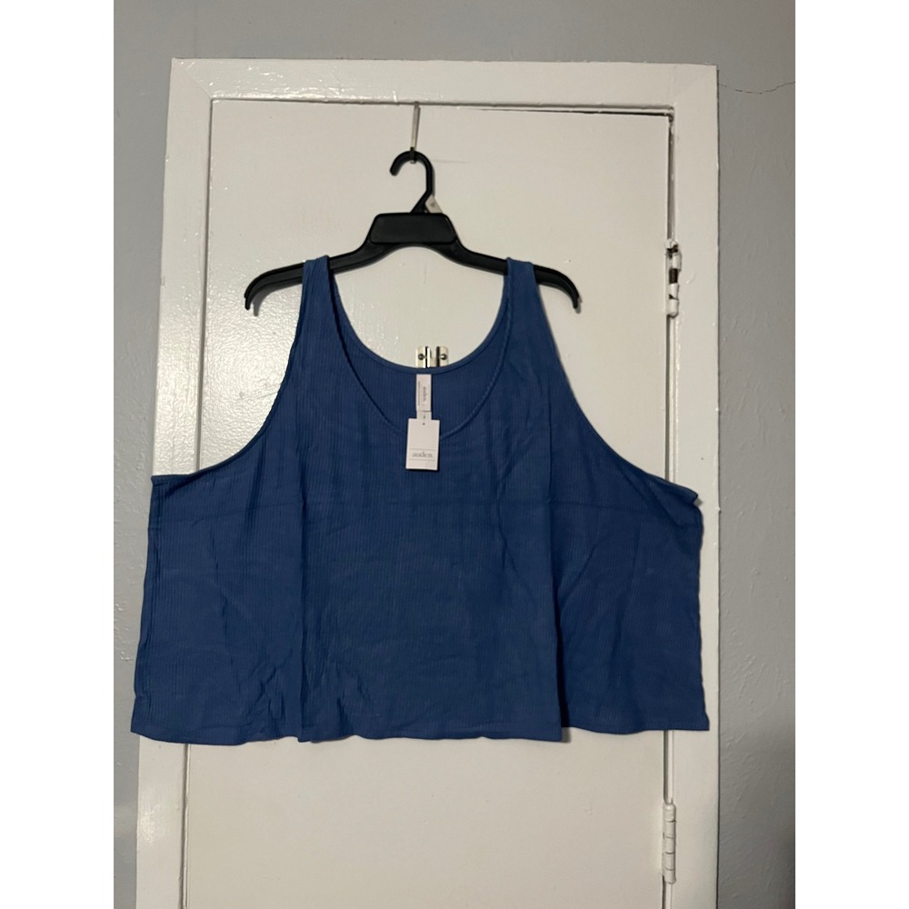 Auden Blue Ribbed Sleepwear Tank Top Womens 4X New With Tags Scoop Neck Relaxed